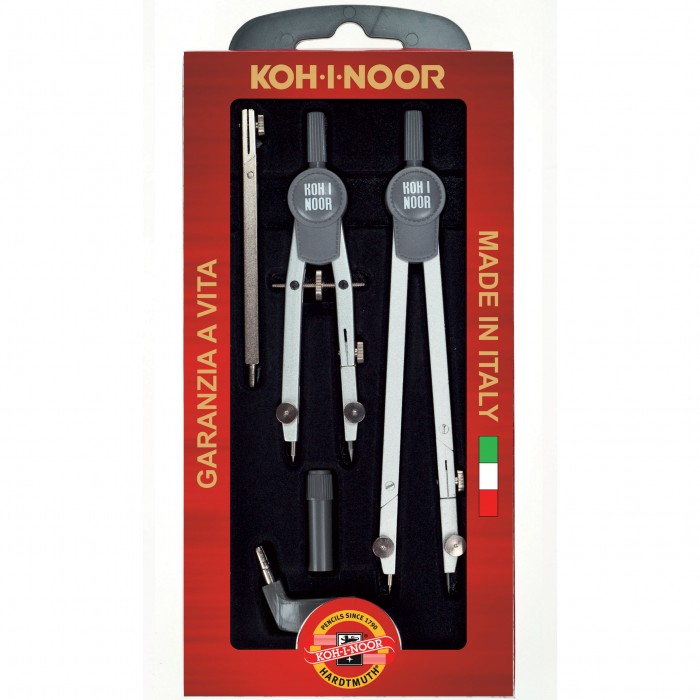 Alevar Astuccio Compassi Set 6 Pezzi Linea Studio Sg3/E - Compasso Metallo 140mm Made In Italy